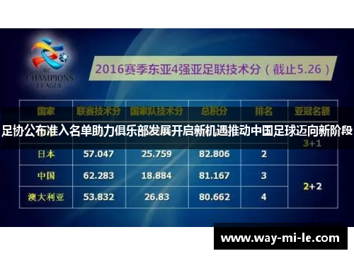 足协公布准入名单助力俱乐部发展开启新机遇推动中国足球迈向新阶段